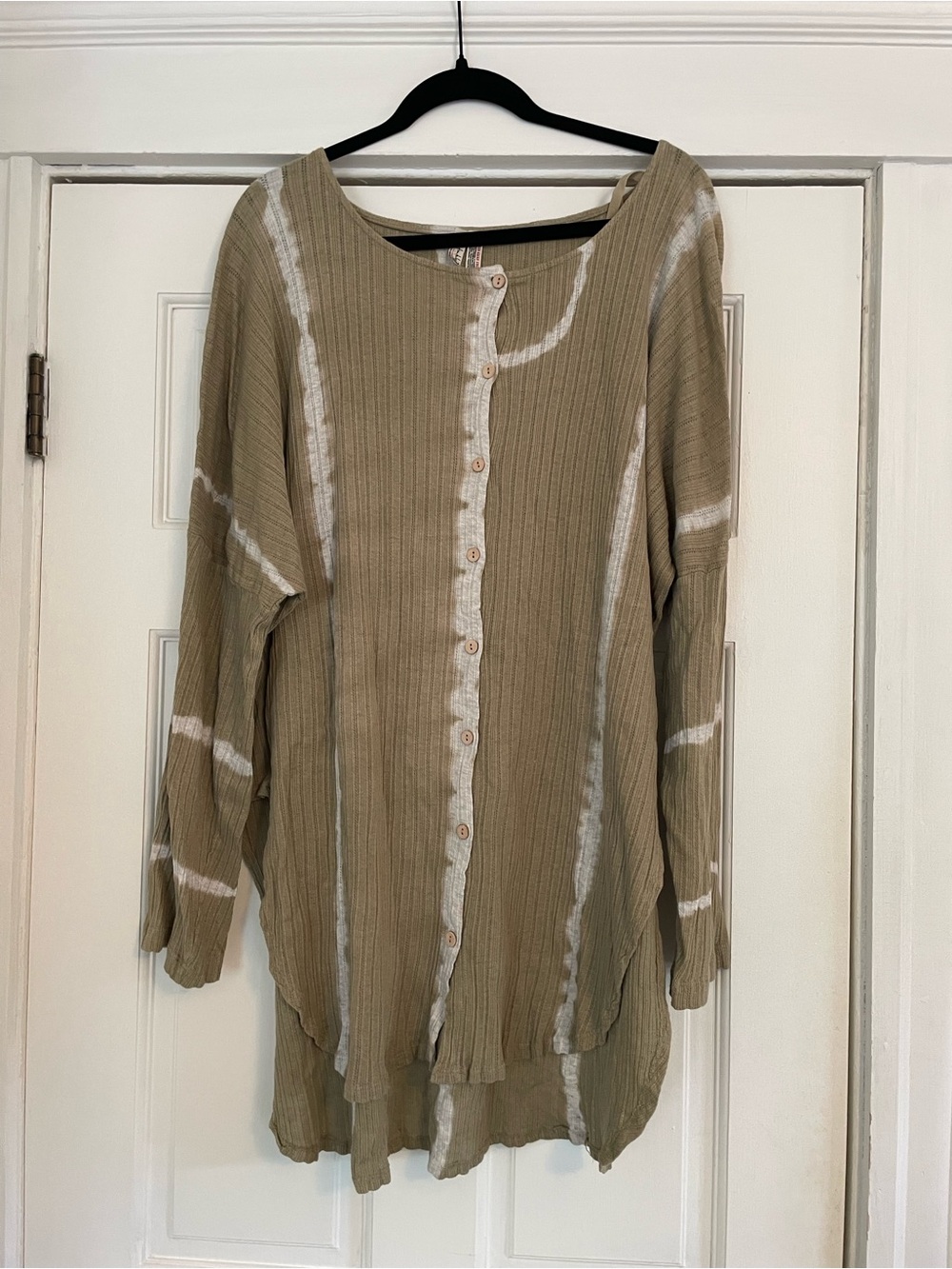 Free People Women’s Olive Tie-Dye Button-Front Tunic-Size M